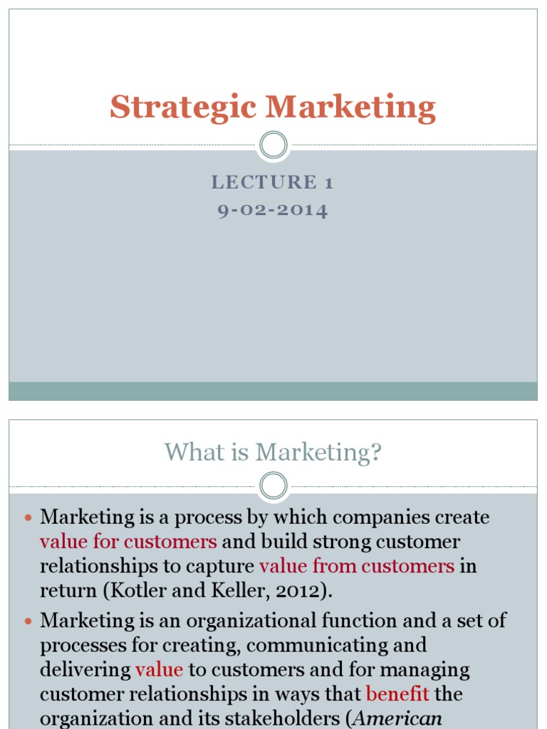 Strategic Marketing 01 | PDF | Strategic Management | Marketing Strategy