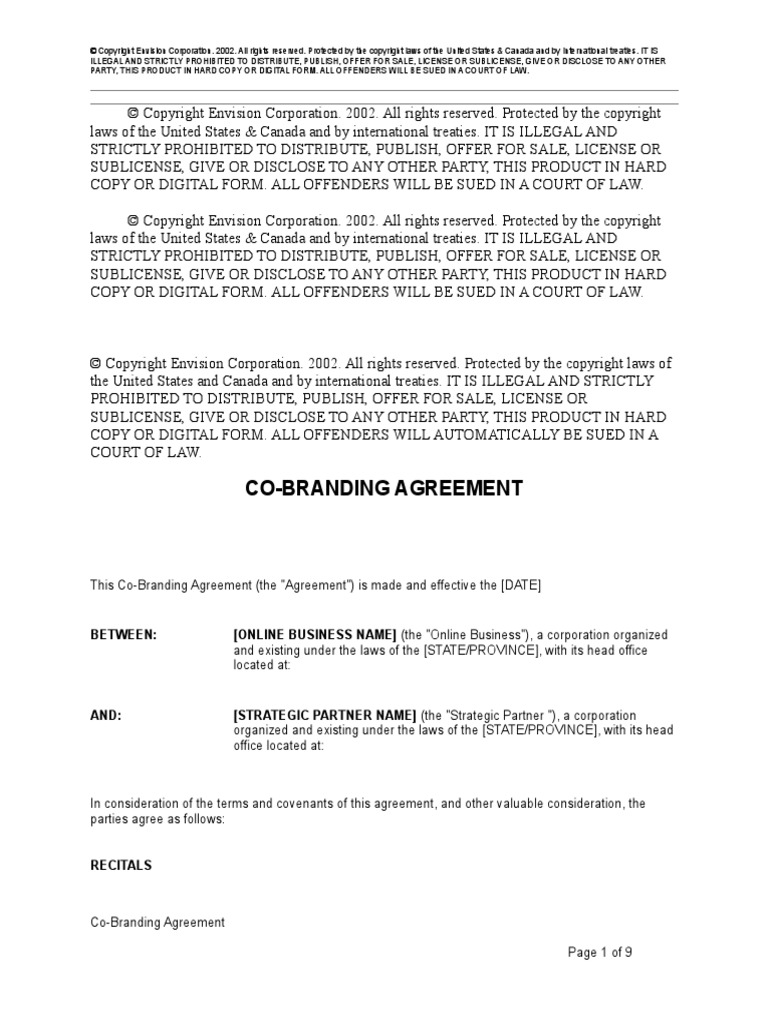 Co Branding Agreement | PDF
