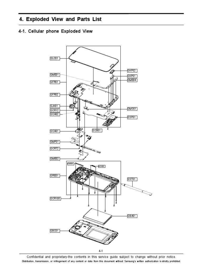 Samsung GT-N7100 Galaxy Note II 04 - 2 Cellular Phone Exploded View ...