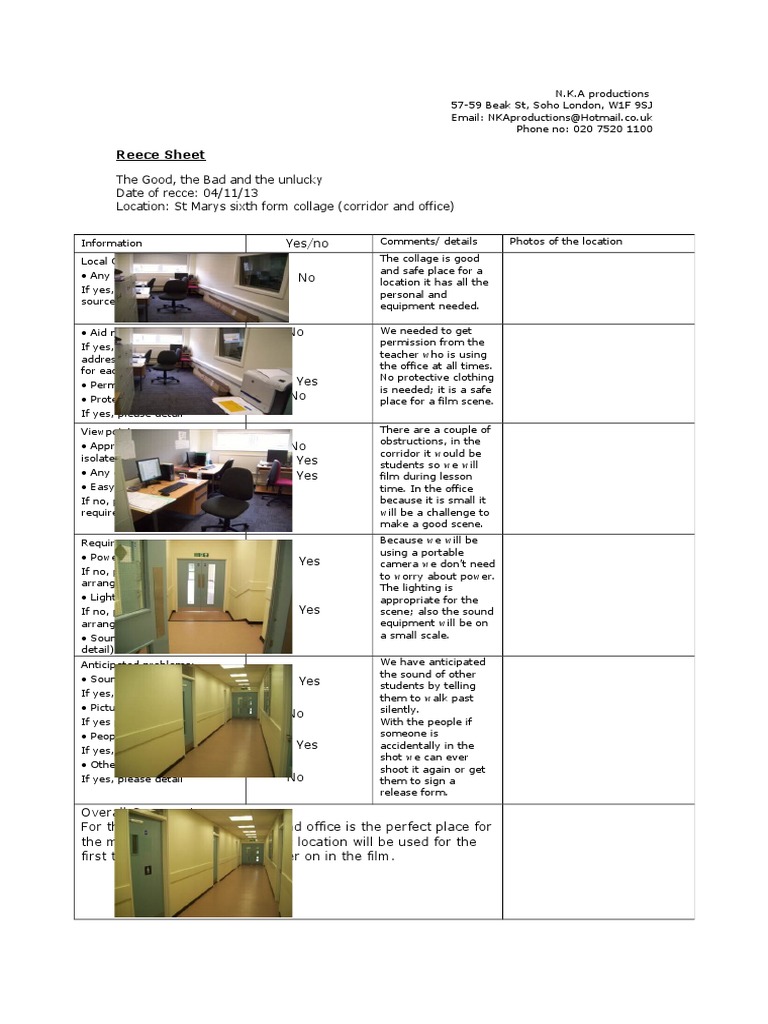 Recce Sheet | PDF | Business