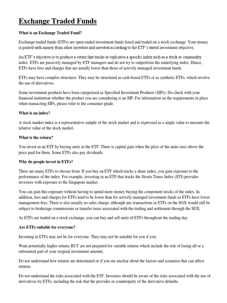 Exchange Traded Funds | PDF
