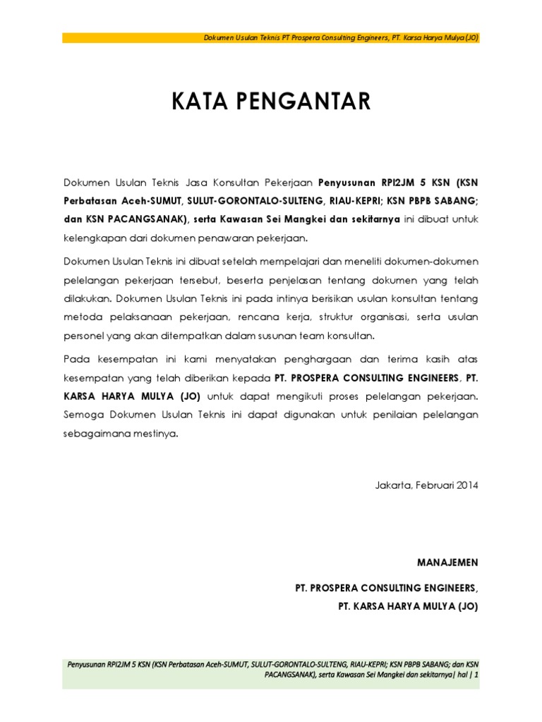 Porposal Teknis Penyusunan RPI2JM 5 KSN KSN Perbatasan Aceh SUMUT
