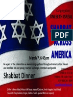Congregation Kneseth Israel's Shabbat Across America 2014 A Casual Shabbat Dinner Everyone Welcome! March 7, 2014