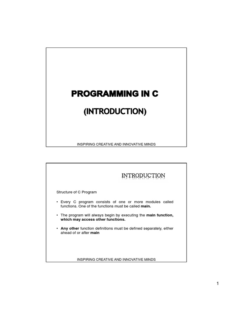 Introduction to C Programming | C (Programming Language) | Source Code