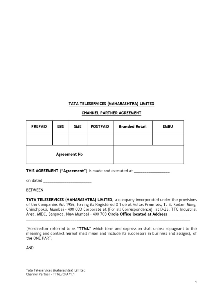 Channel Partner Agreement - Version - (CDMA) - 1.1 | PDF | Partnership ...