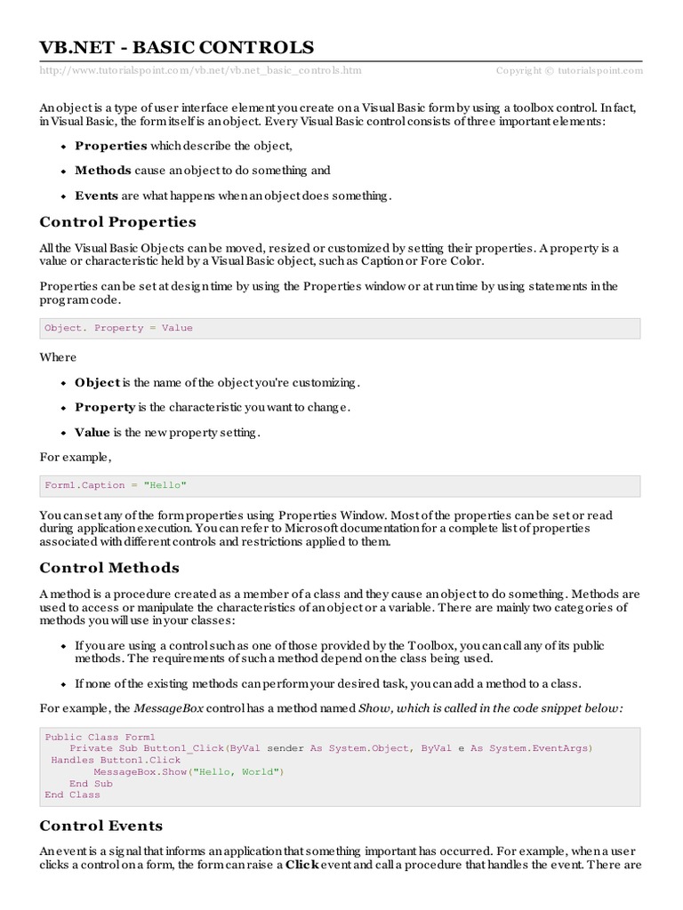 Basic Controls | PDF | Subroutine | Information Technology Management