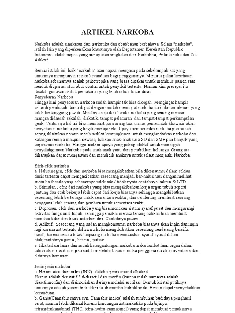 Artikel Narkoba