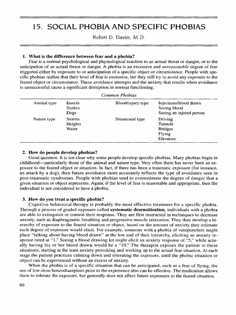 Social Phobia and Specific Phobias | PDF | Social Anxiety Disorder | Phobia
