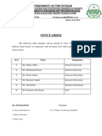 Government of The Punjab Government College of Technology: Office Order