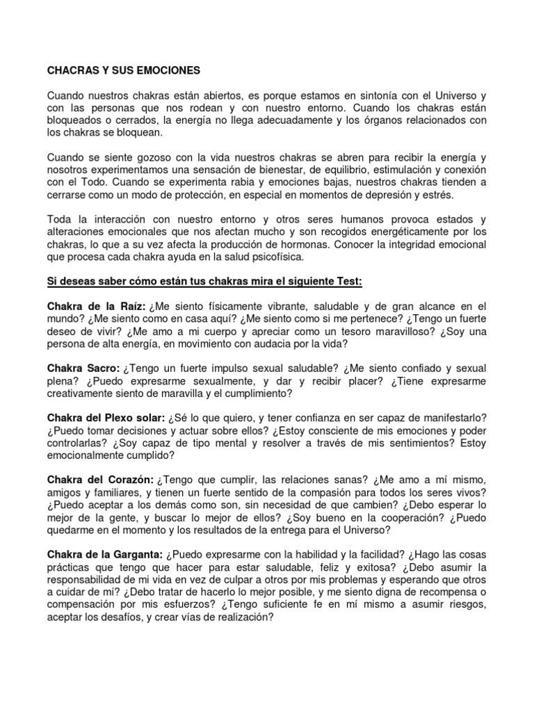 Chakras y sus emociones: guía esencial | PDF | Chakra | Las emociones