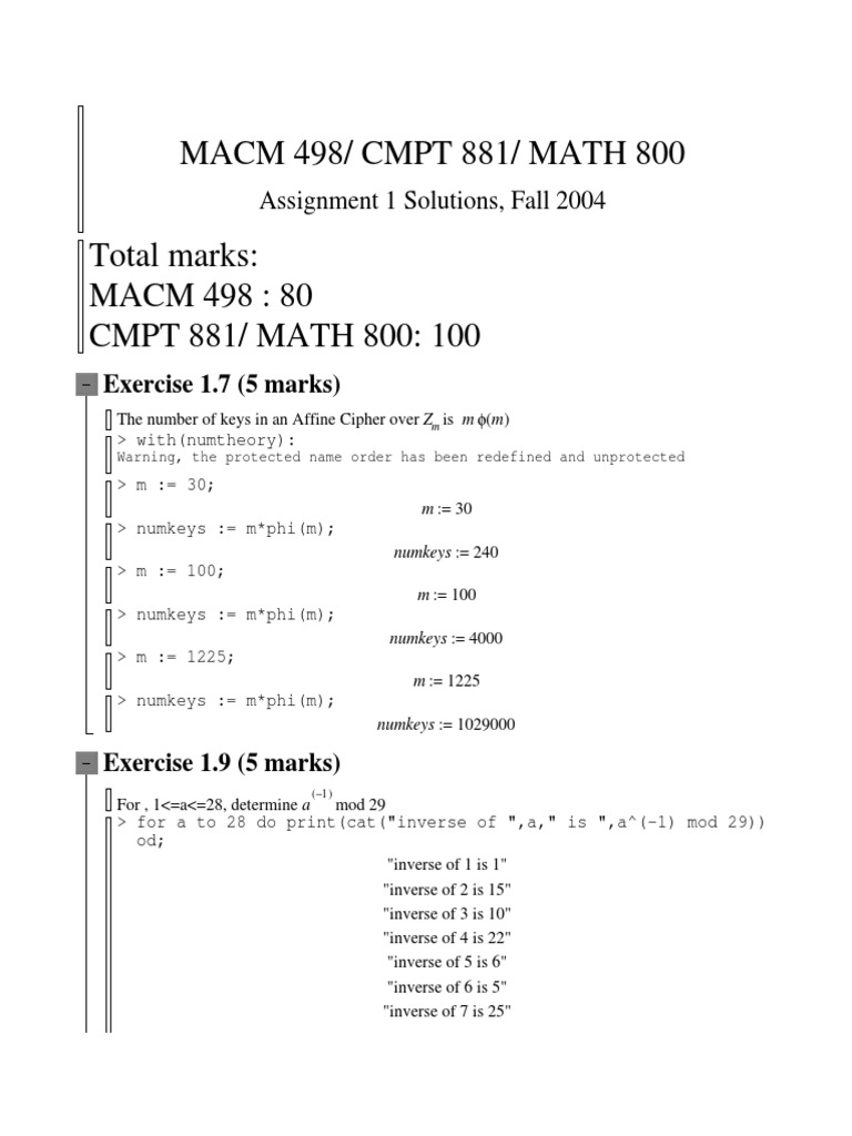 Cryptography Assignment Solution PDF Matrix (Mathematics) Cipher