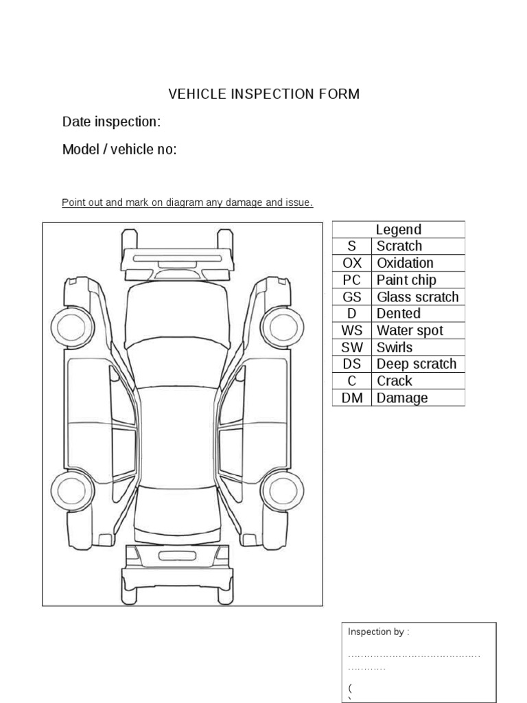 Vehicle Damage Inspection Form | PDF