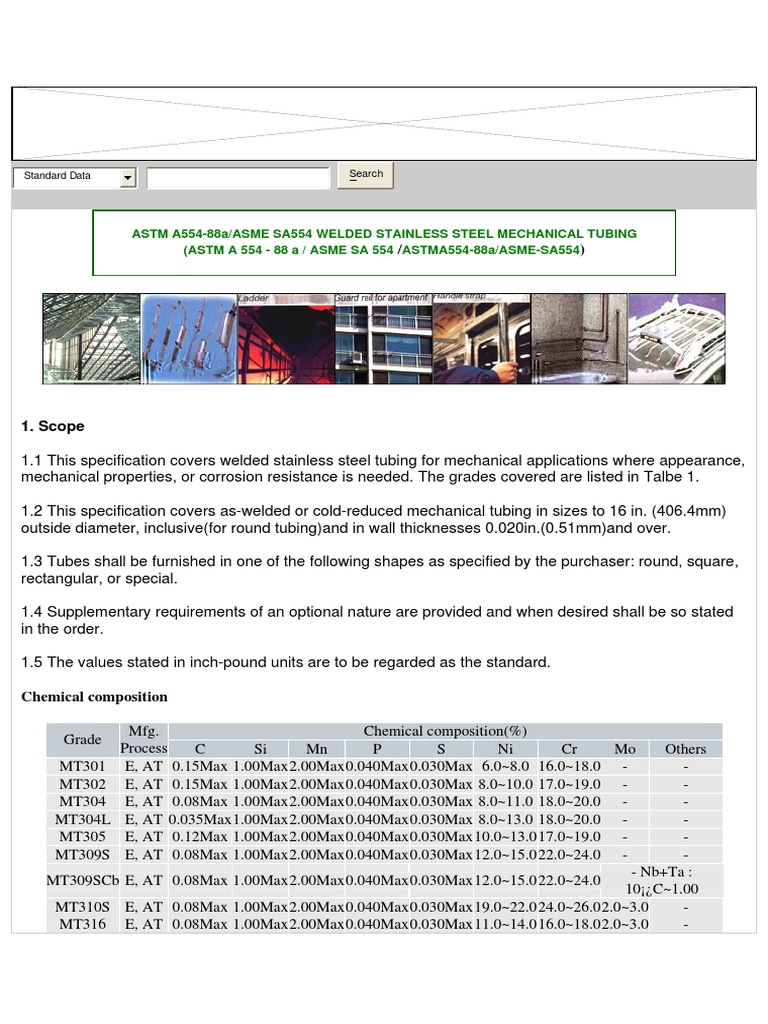 ASTM A554 Stainless Steel Tubing Standards | PDF | Stainless Steel ...