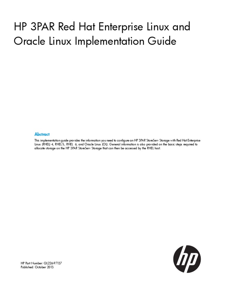 HP 3PAR Red Hat Enterprise Linux and Oracle Linux | PDF | Operating ...