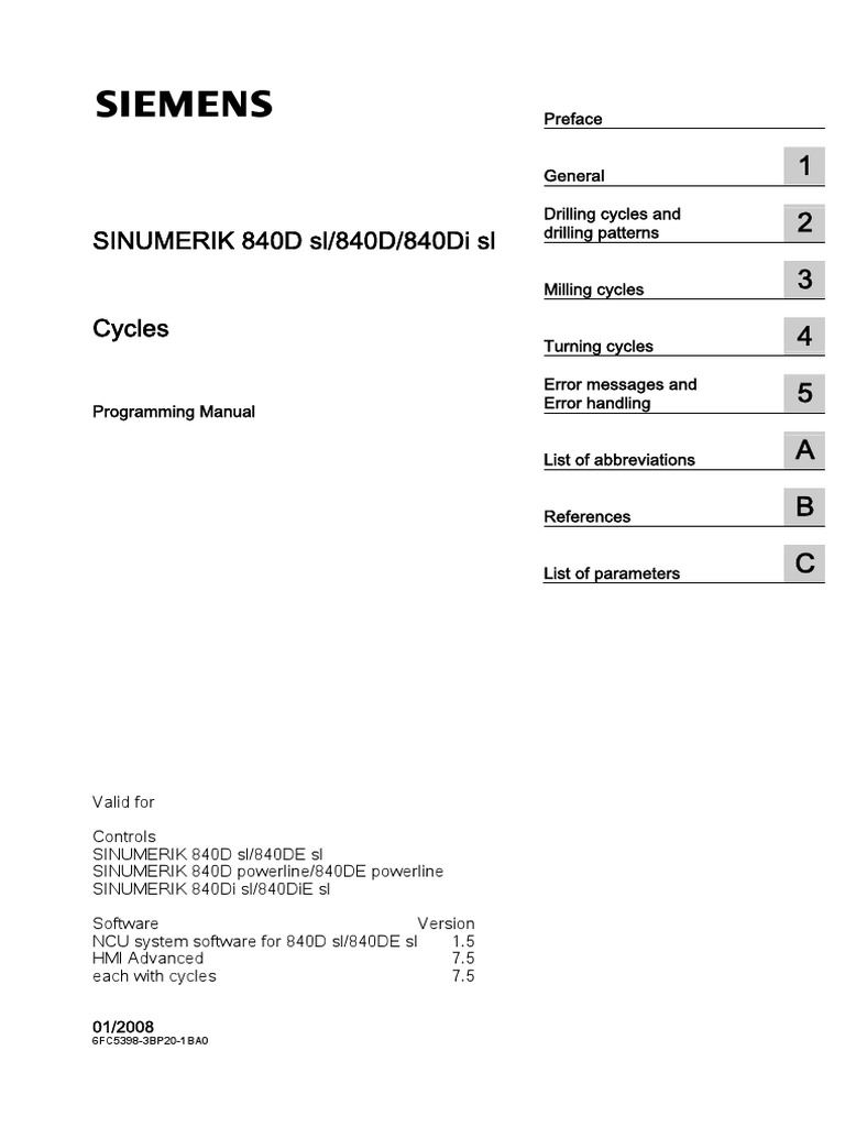 Sinumerik 840D Cycles Manual | PDF | Parameter (Computer 