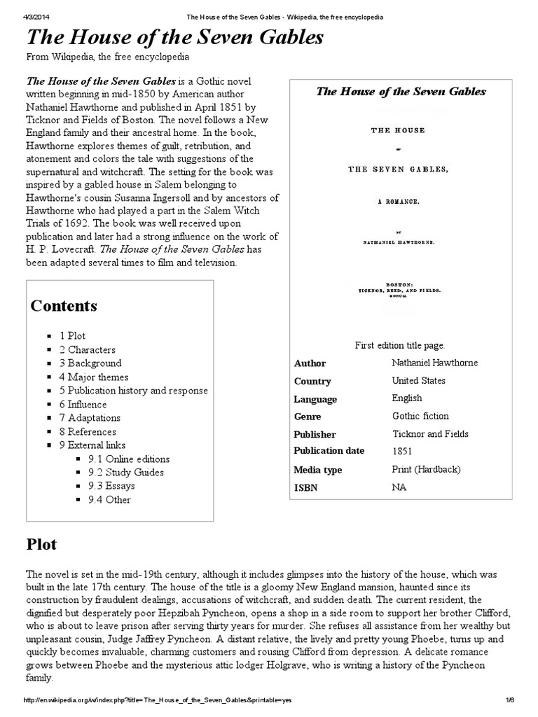 The House of The Seven Gables Wikipedia, The Free Encyclopedia PDF