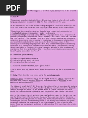 Describing My House Preposition And Postposition Verb