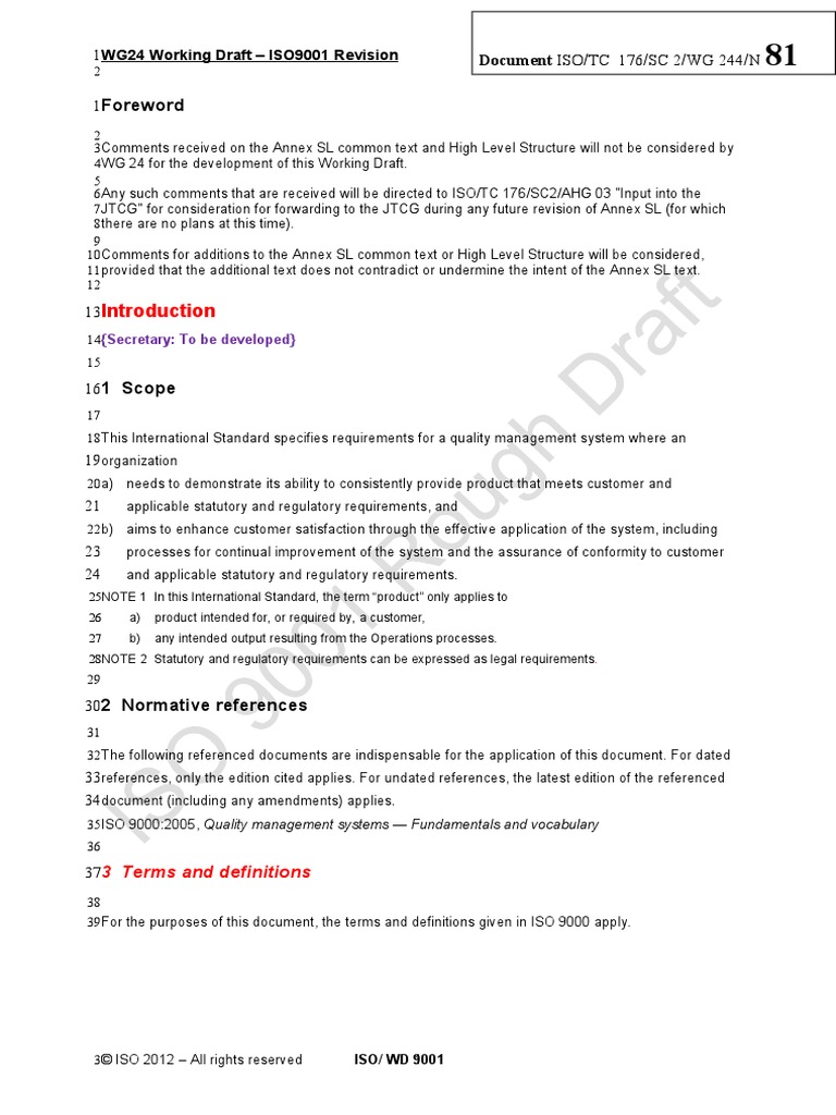 ISO 9001:2015 Draft Overview | PDF | Iso 9000 | Quality Management