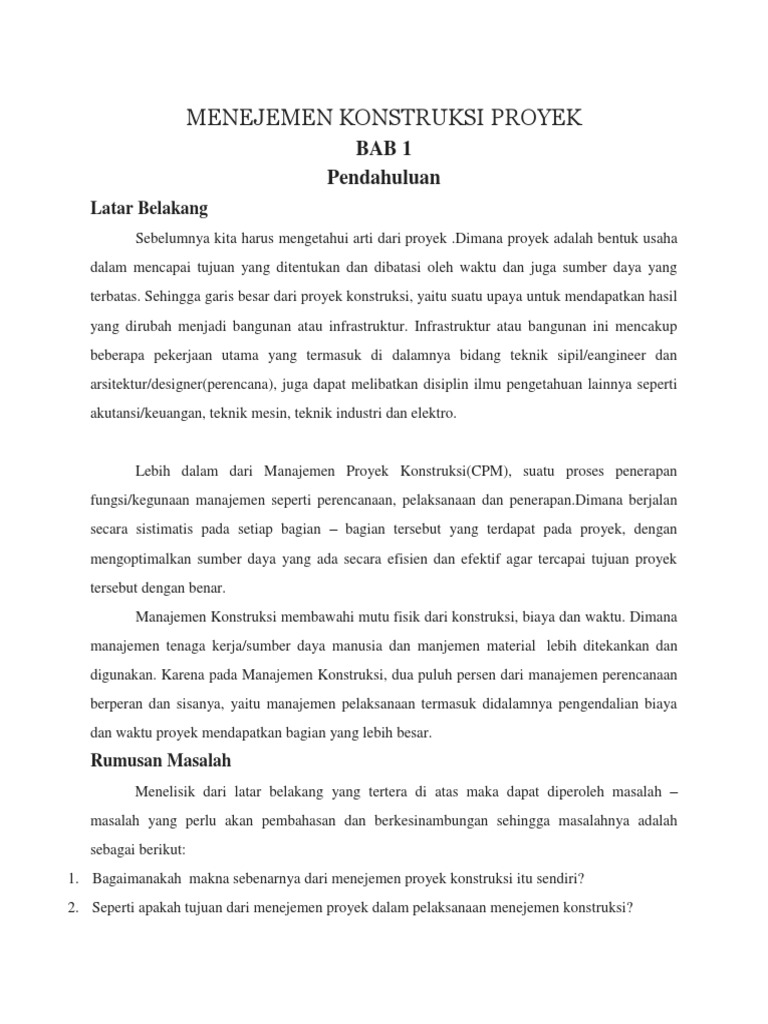 Menejemen Konstruksi Proyek