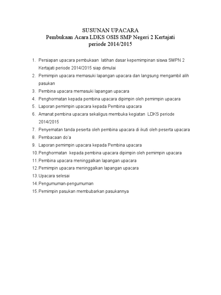 SUSUNAN UPACARA