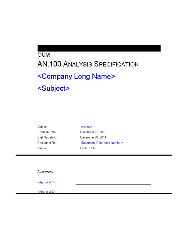 AN.100 Analysis Specification Document | PDF | Data Analysis | Use Case