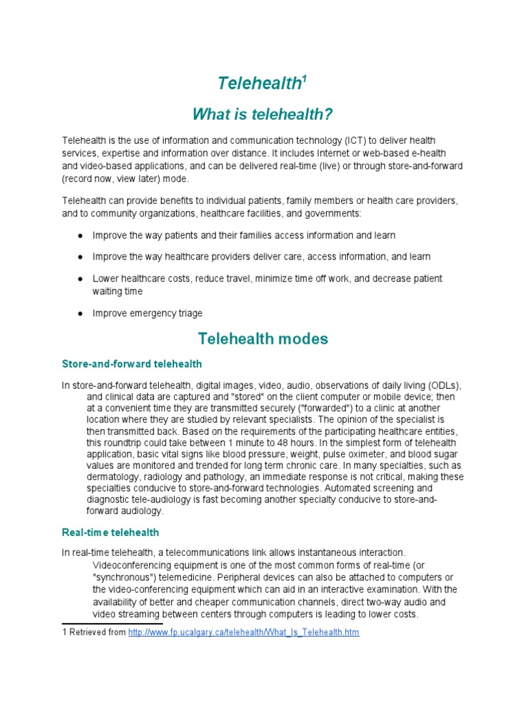 Tele Health | PDF | Telemedicine | Monitoring (Medicine)