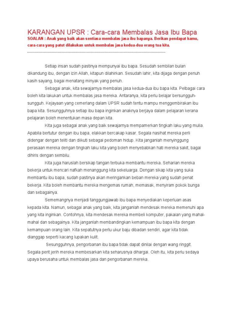 Karangan Upsr Pdf