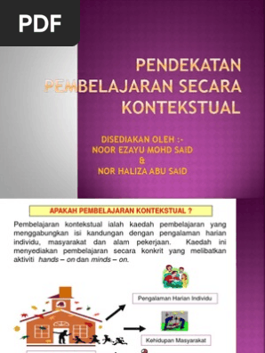 Pendekatan Pembelajaran Kontekstual Berasaskan Projek Pdf