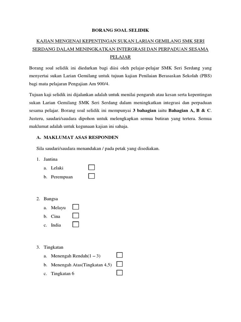 Borang Soal Selidik Pdf