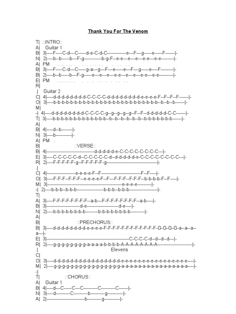 Thank You For The Venom Song Structure Songs