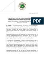 CP - Pide A La Camara Intervenir en Debate Sobre Presidencia Del Tribunal Supremo