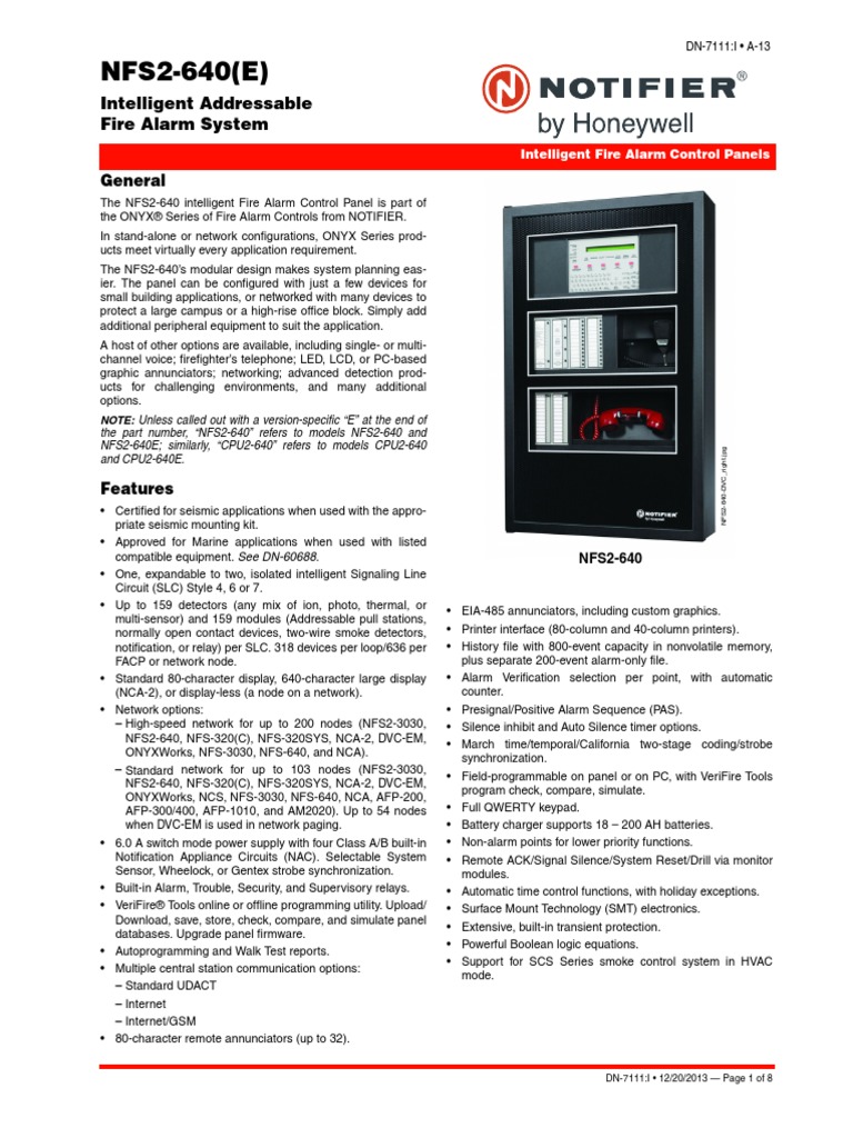 NFS2-640 (E) : Intelligent Addressable Fire Alarm System | PDF.