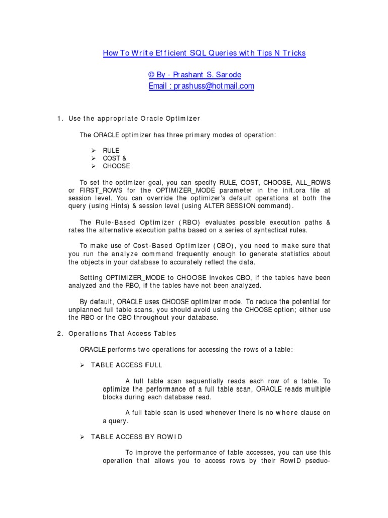 Efficient SQL Queries | PDF | Business