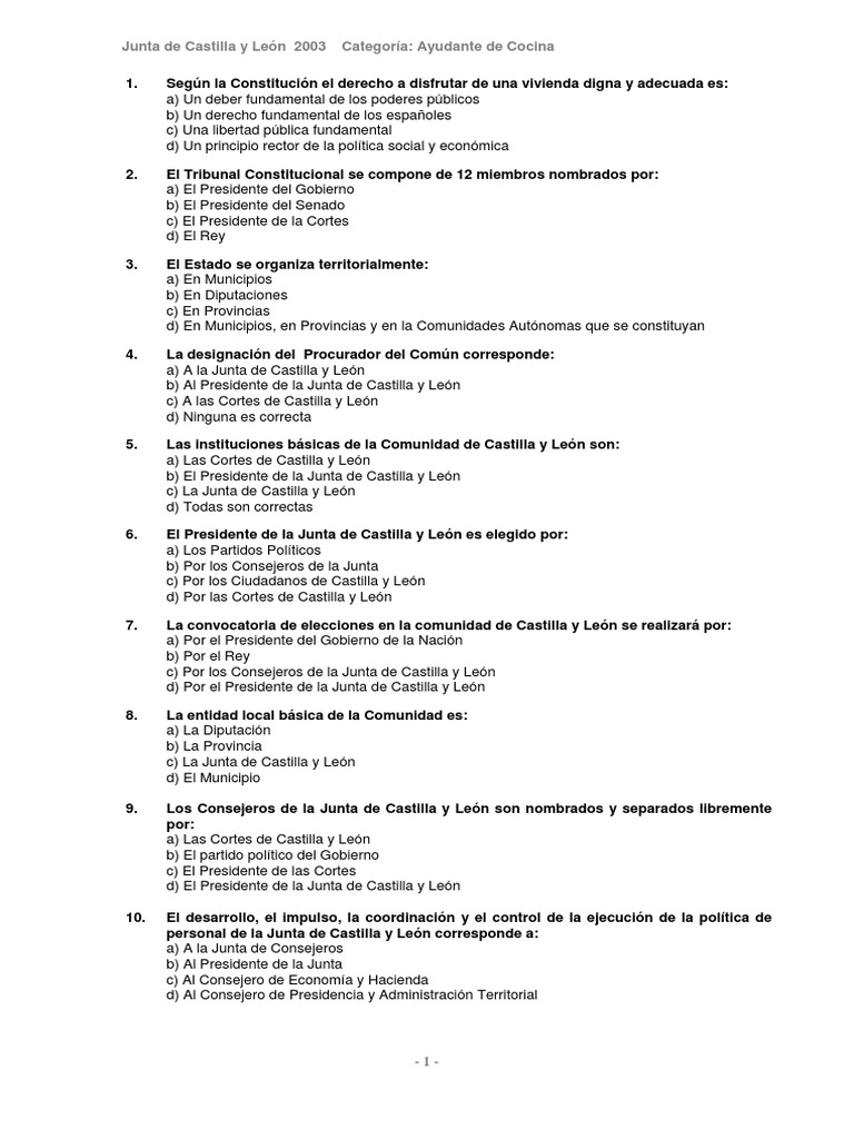 Test Ayudante de Cocina 2003 | PDF | Alimentos | Carne