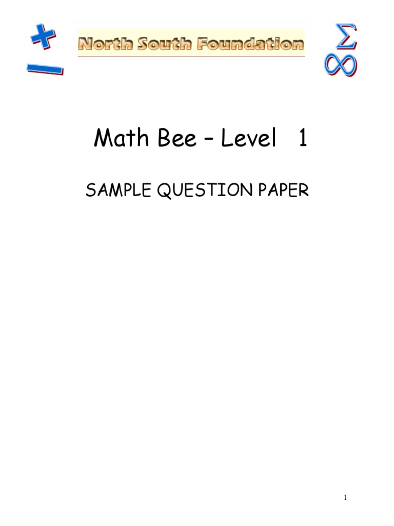 Math Bee - Level 1: Sample Question Paper | PDF | Language Arts ...