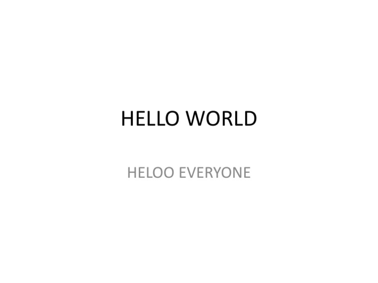 Hello World | PDF