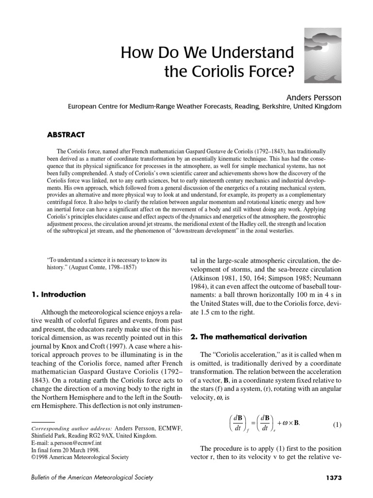How Do We Understand The Coriolis Force? | PDF | Jet Stream | Force