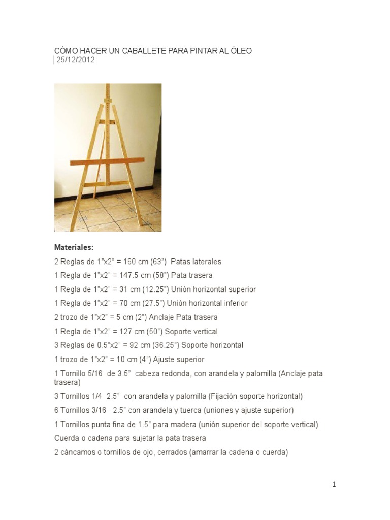 Cómo Hacer un Caballete para Pintar | PDF | Herramientas | Artes (general)