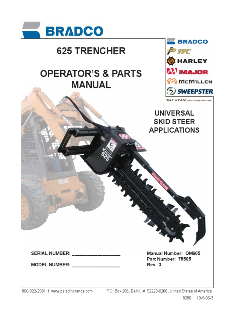 Bradco 625 Trencher Manual PDF Screw Nut (Hardware)