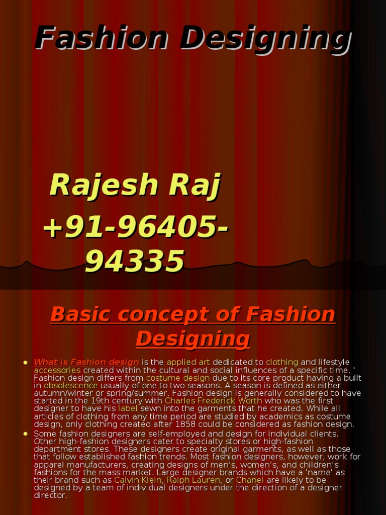 Basic Concept of Fashion Designing PDF Fashion Design Design