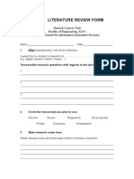 Literature Review & Research Proposal Form