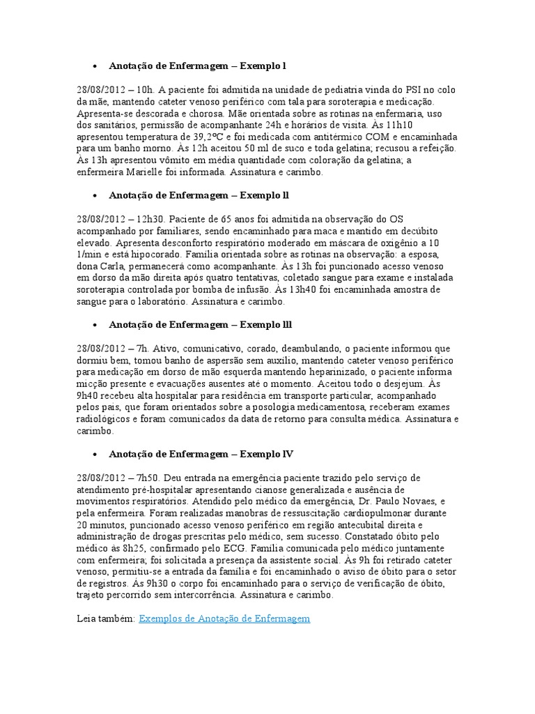 Anotação de Enfermagem | Enfermagem | Respiração
