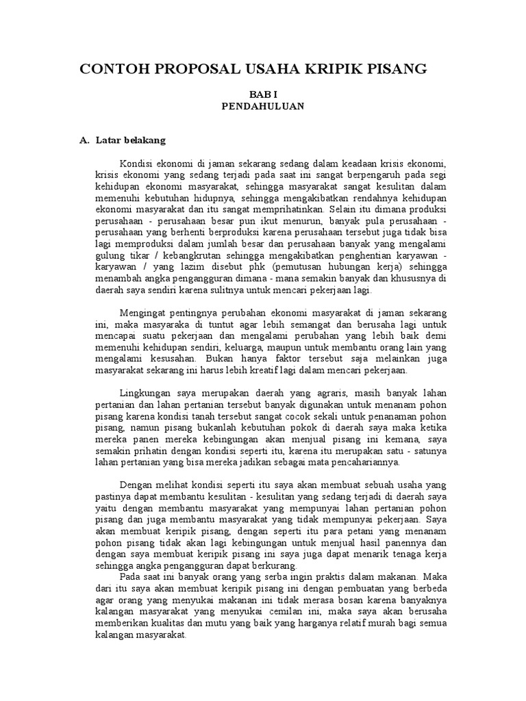 Contoh Proposal Usaha Kripik Pisang