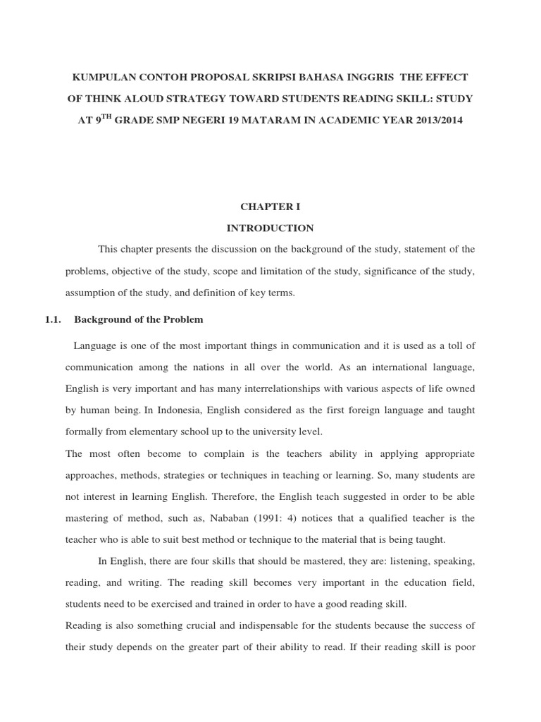 Kumpulan Contoh Proposal Skripsi Bahasa Inggris Docx Reading Comprehension Metacognition