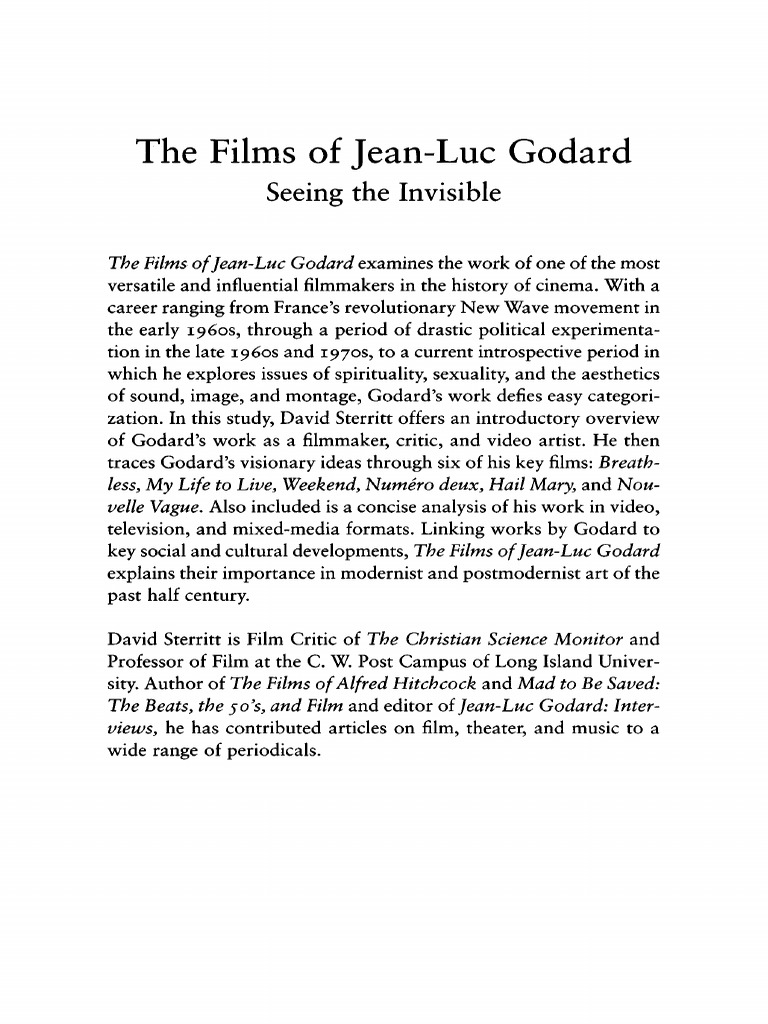 The Films Of Jean Luc Godard Jean Luc Godard Cinema