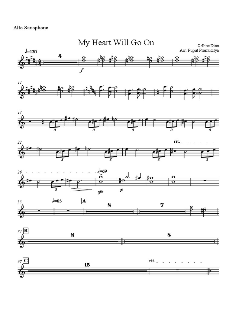 My Heart Will Go On Alto Sax