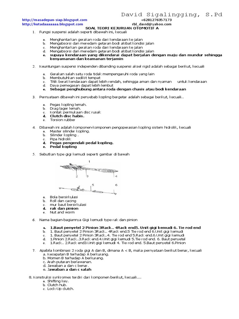 31++ Bank soal otomotif dan kunci jawaban information