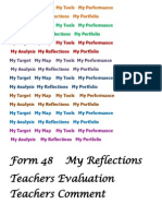 Form 48 My Reflections Teachers Evaluation Teachers Comment