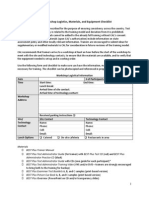 Workshop Logistics, Materials, and Equipment Checklist