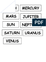 Earth Mercury Mars Jupiter SUN Neptune Saturn Uranus Venus